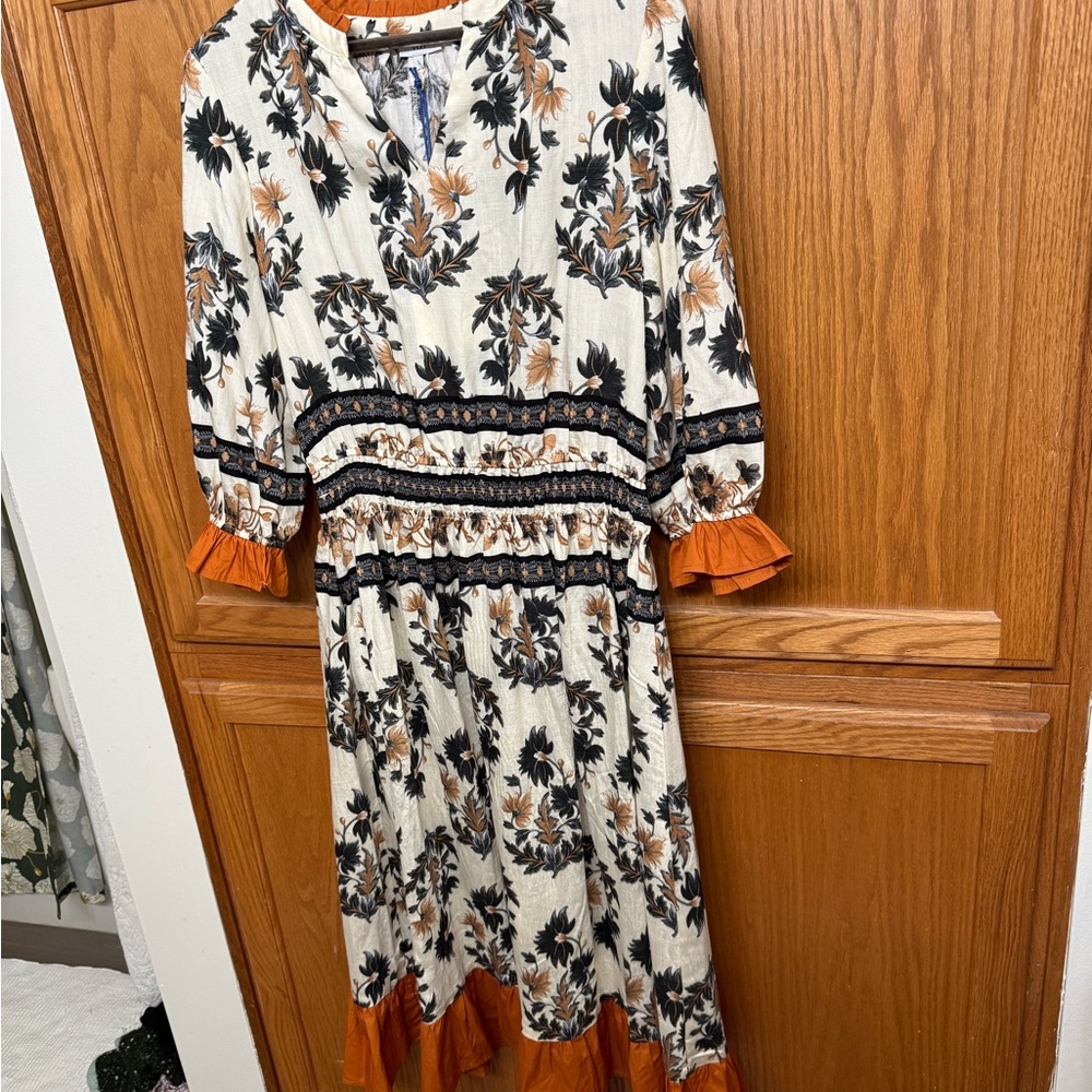 The Cynthia Ruffled Boarder Midi Dress - L - Picture 5 of 15